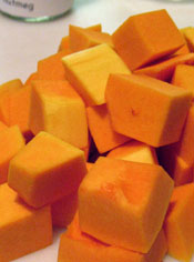 Cubes of Raw Butternut Squash